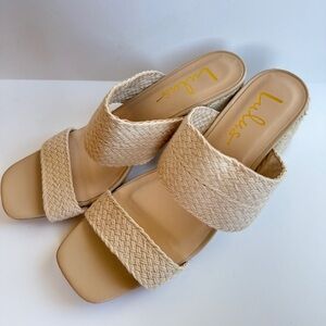 Lulu's Tan Woven Mules size 7.5